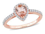 3/4 Carat (ctw) Morganite Pear-Cut Ring in 10K Rose Pink Gold with Diamonds